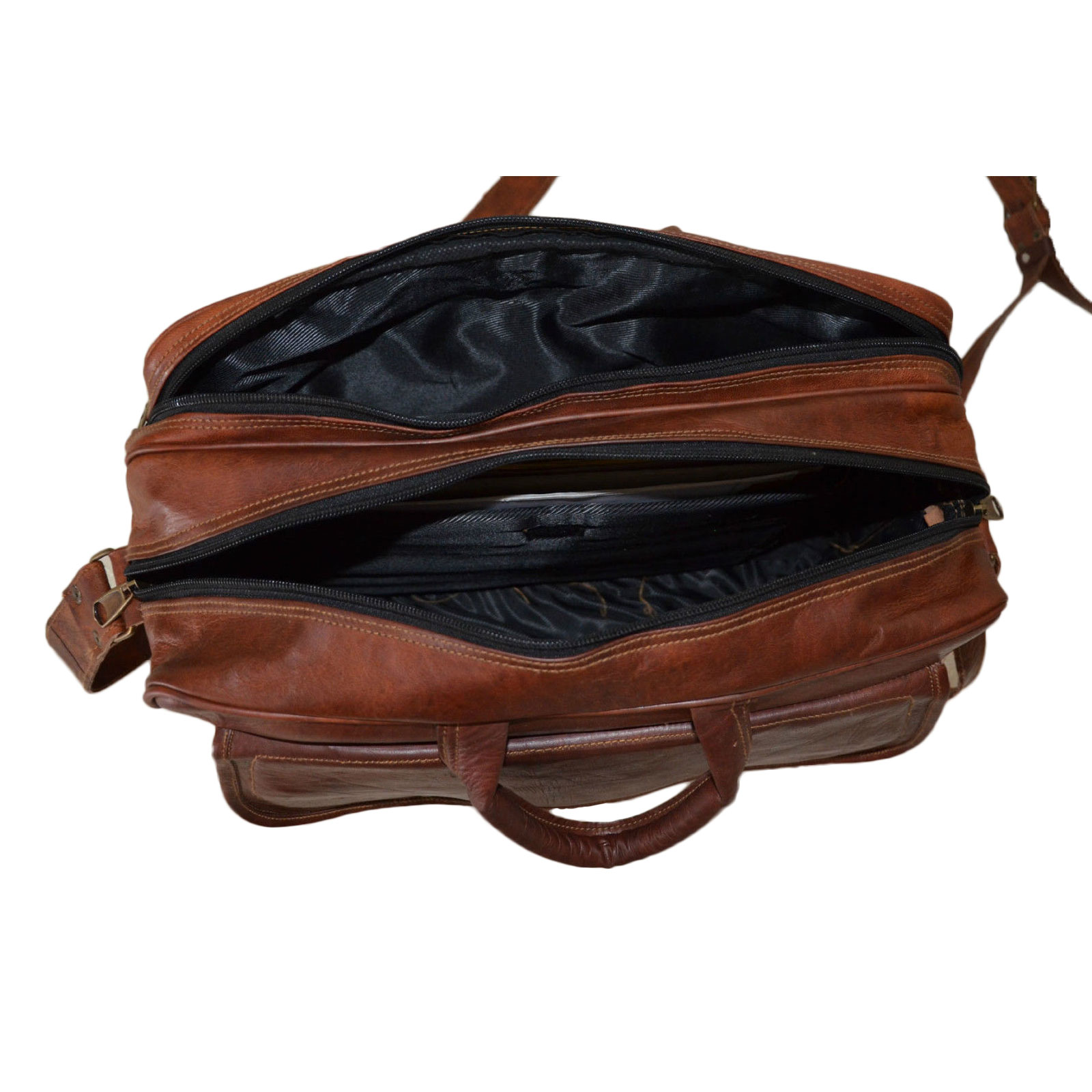 Vintage Genuine Leather Office Bag Laptop Shoulder Briefcase